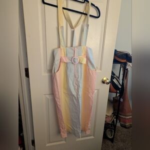Vintage Pastel Striped Suspender Dress